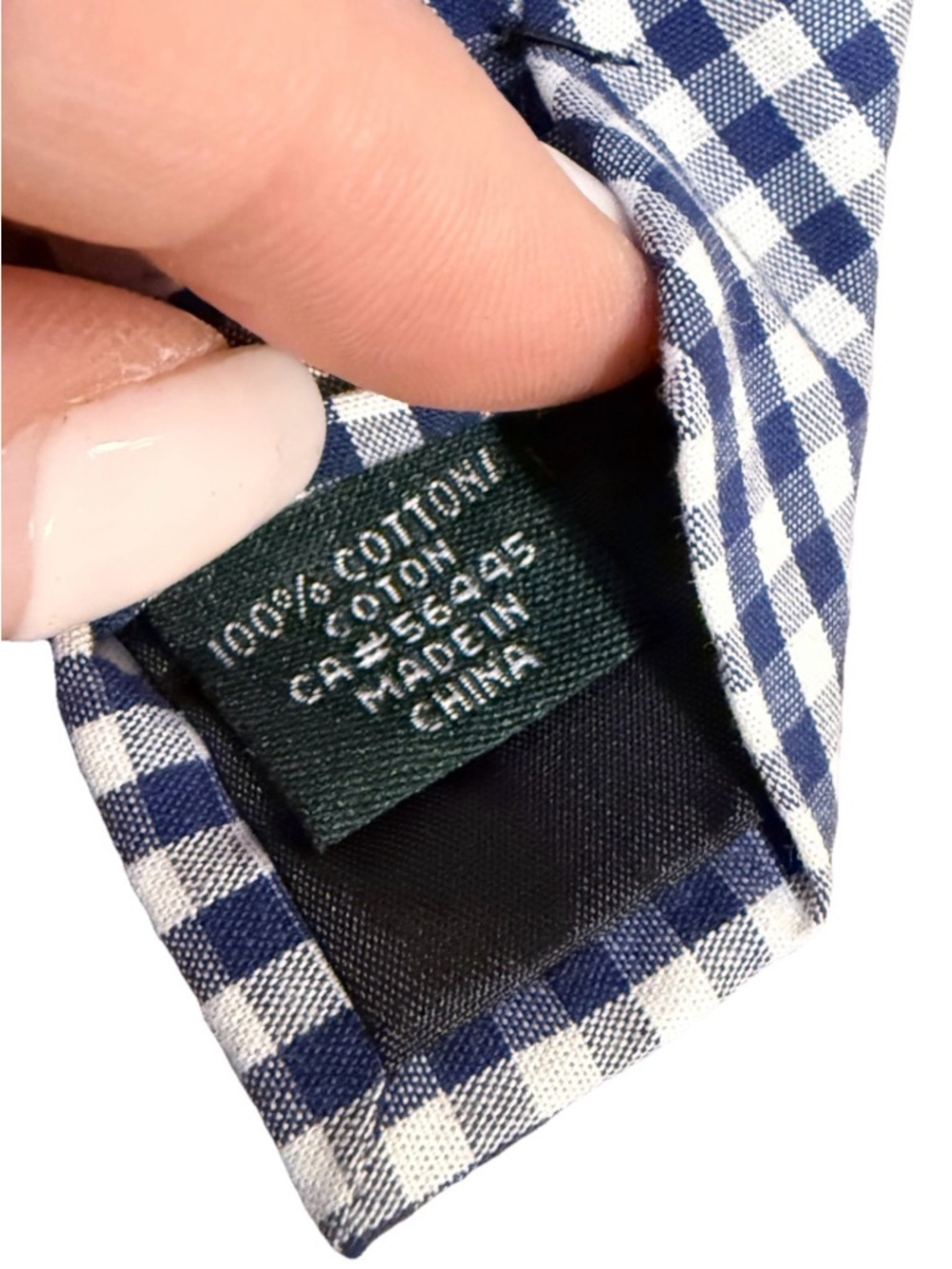 J.Crew The Cotton Tie Navy White Gingham Check 100% Cotton Mens - Picture 6 of 7